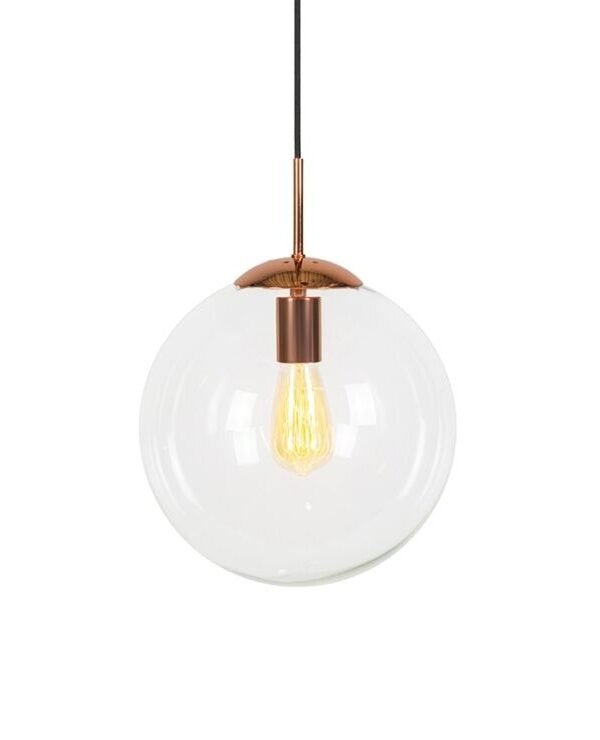Art Deco hanging lamp copper with clear glass