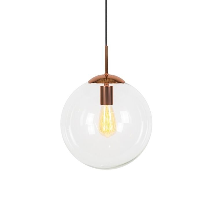 Art Deco hanging lamp copper with clear glass