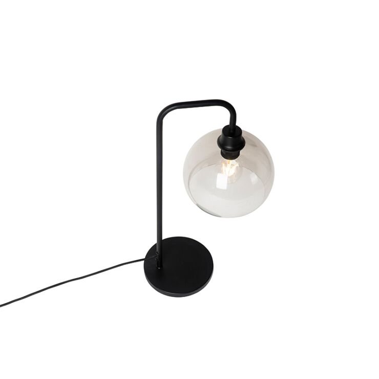 Modern table lamp black with smoke glass - Image 2