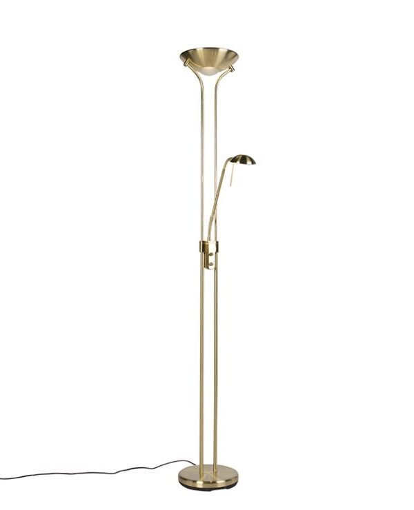 Floor lamp gold with reading lamp