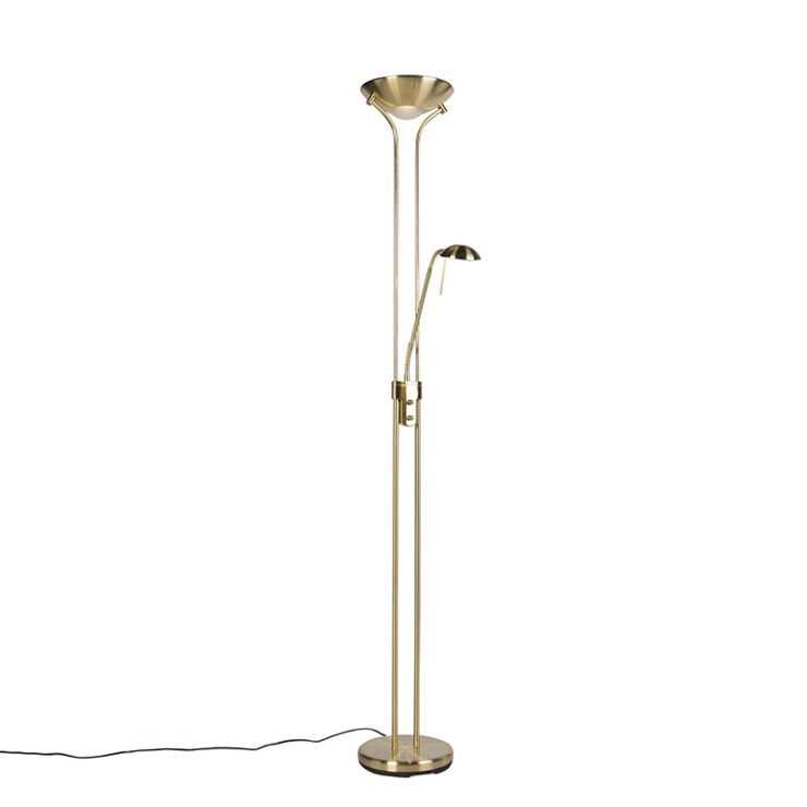 Floor lamp gold with reading lamp