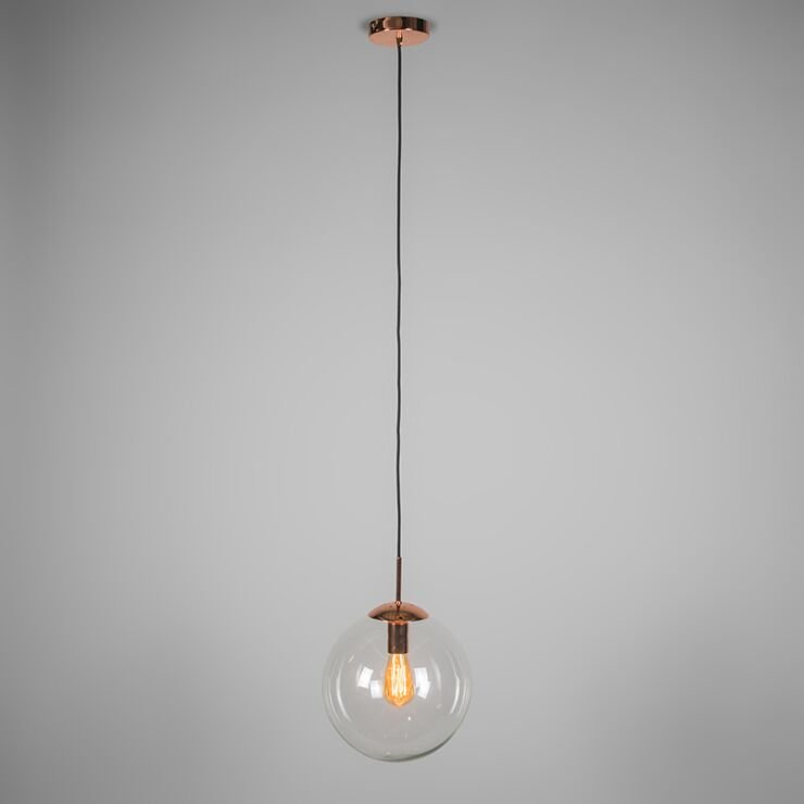 Art Deco hanging lamp copper with clear glass - Image 2